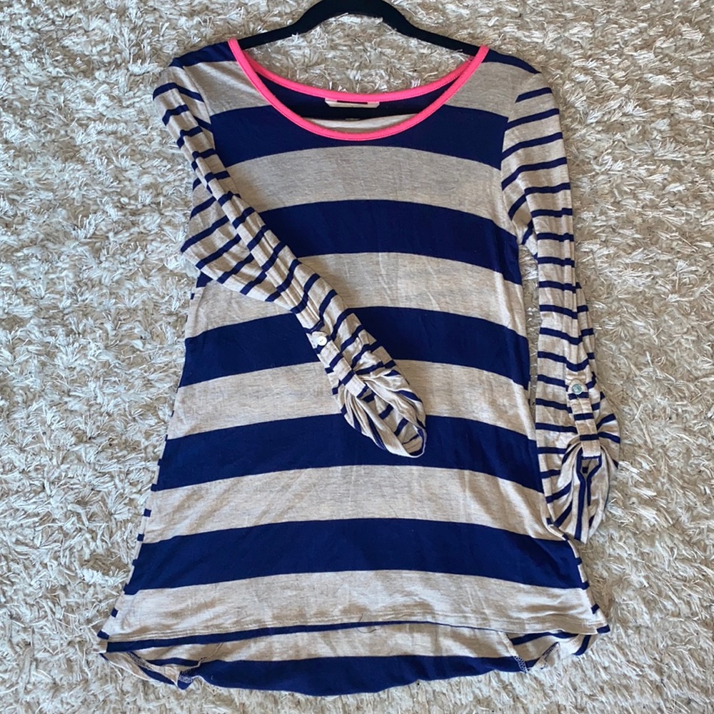 Charming Charlie Striped Tunic blue and hot pink